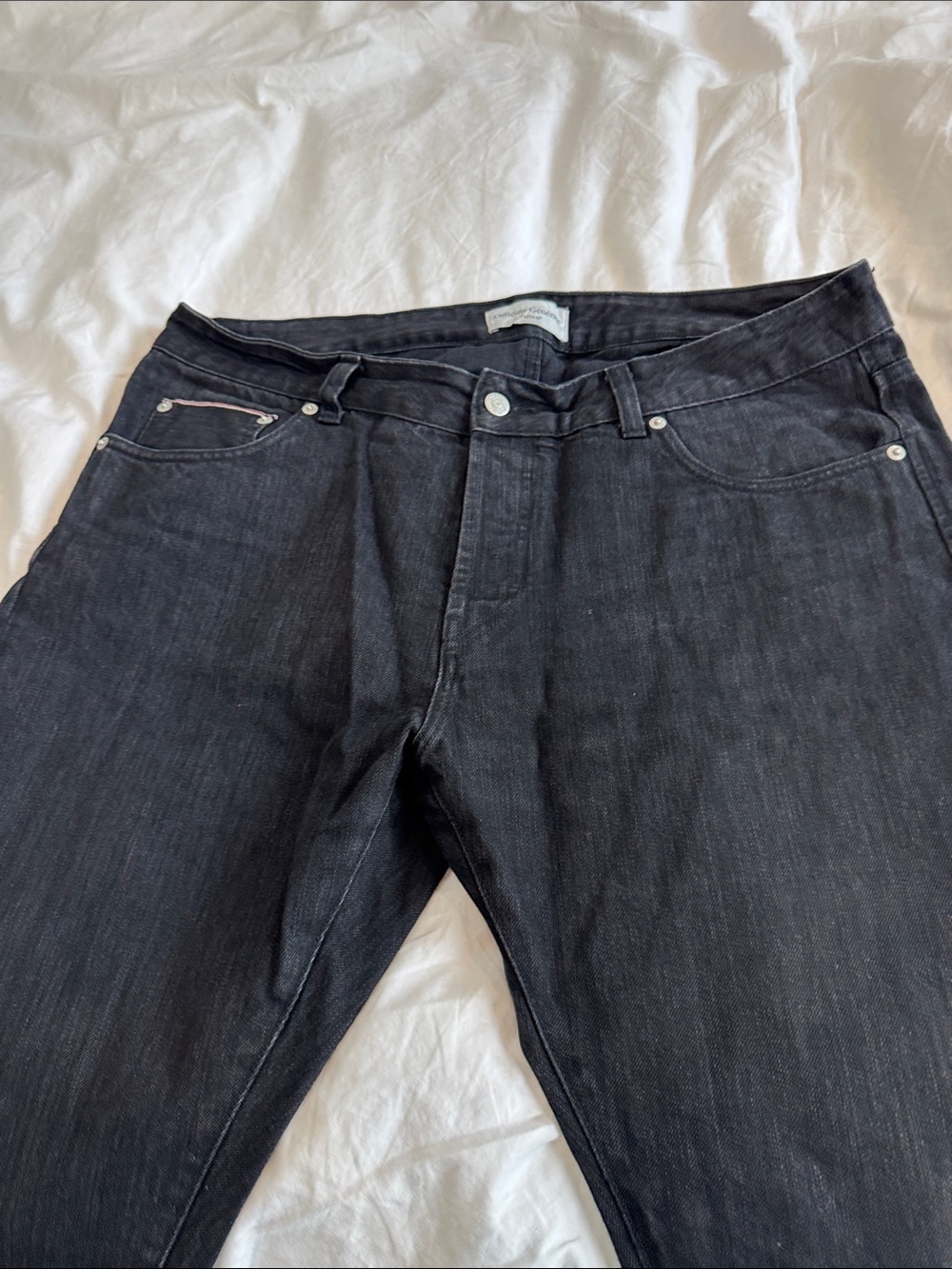 Officine Generale Men's Dark Black/Gray Slim Straight Jeans